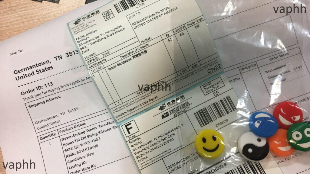 USPS Shipping Label Amazon Packing Slip with Tennis Dampeners